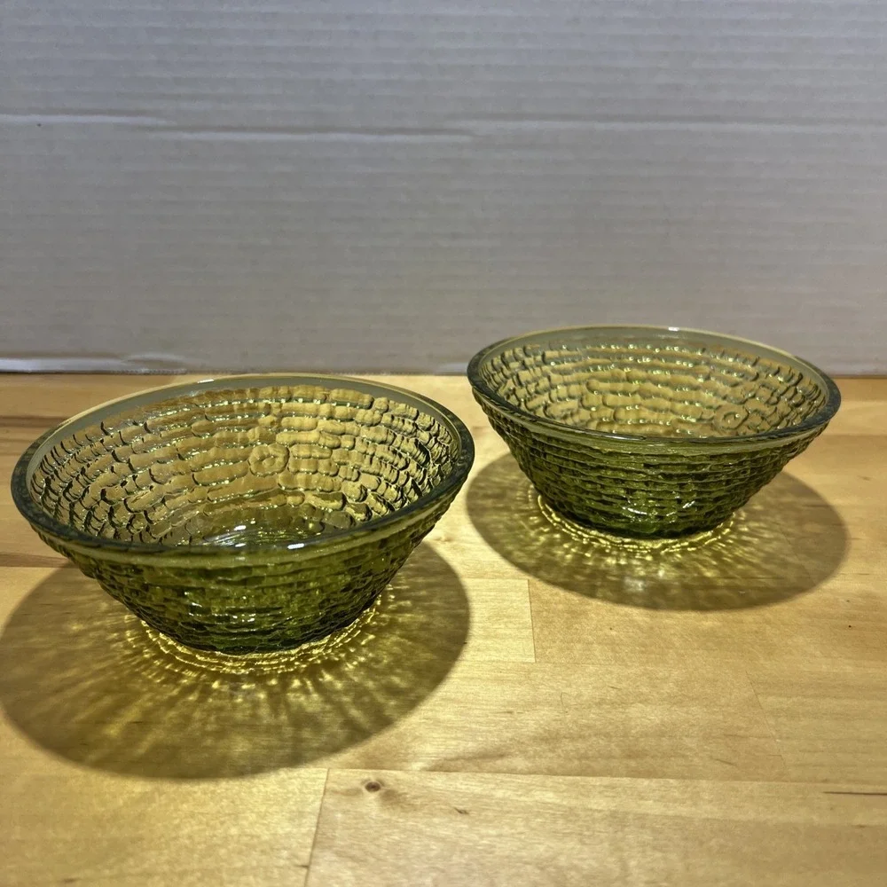 Anchor Hocking Soreno Berry Dessert Bowls Avocado Green Set of 2